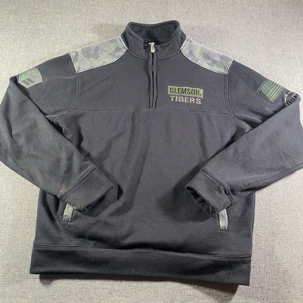 Clemson Tigers Colosseum Mens Quarter Zip Pullover OHT‎ Military Applique M